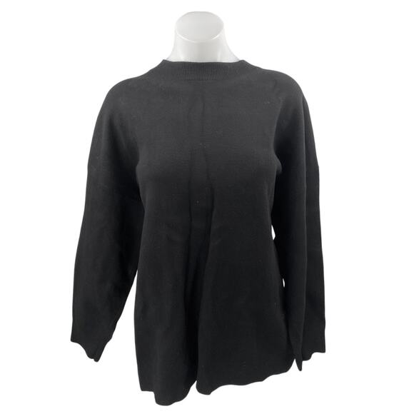 MNG Mango Women's Black Mock Neck Long Sleeve Knit Tunic Sweater Top Size XL - Picture 1 of 4